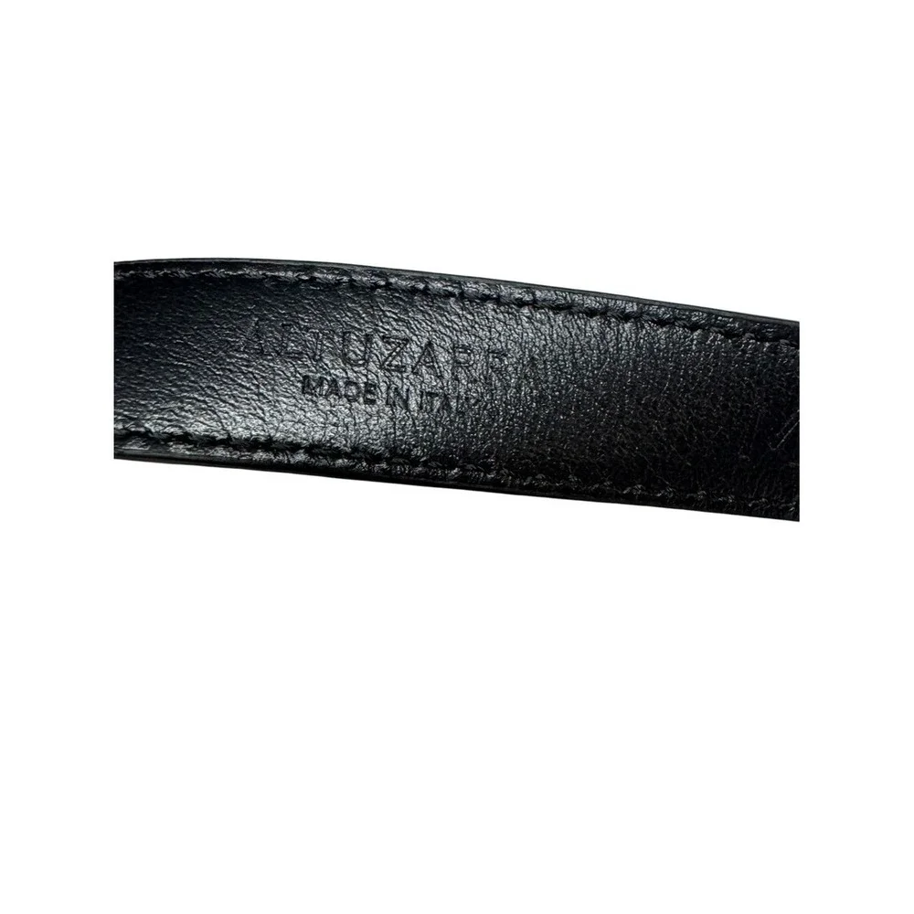 Altuzarra Black Leather Studded Buckle Belt Made Italy Silver Hardware Designer